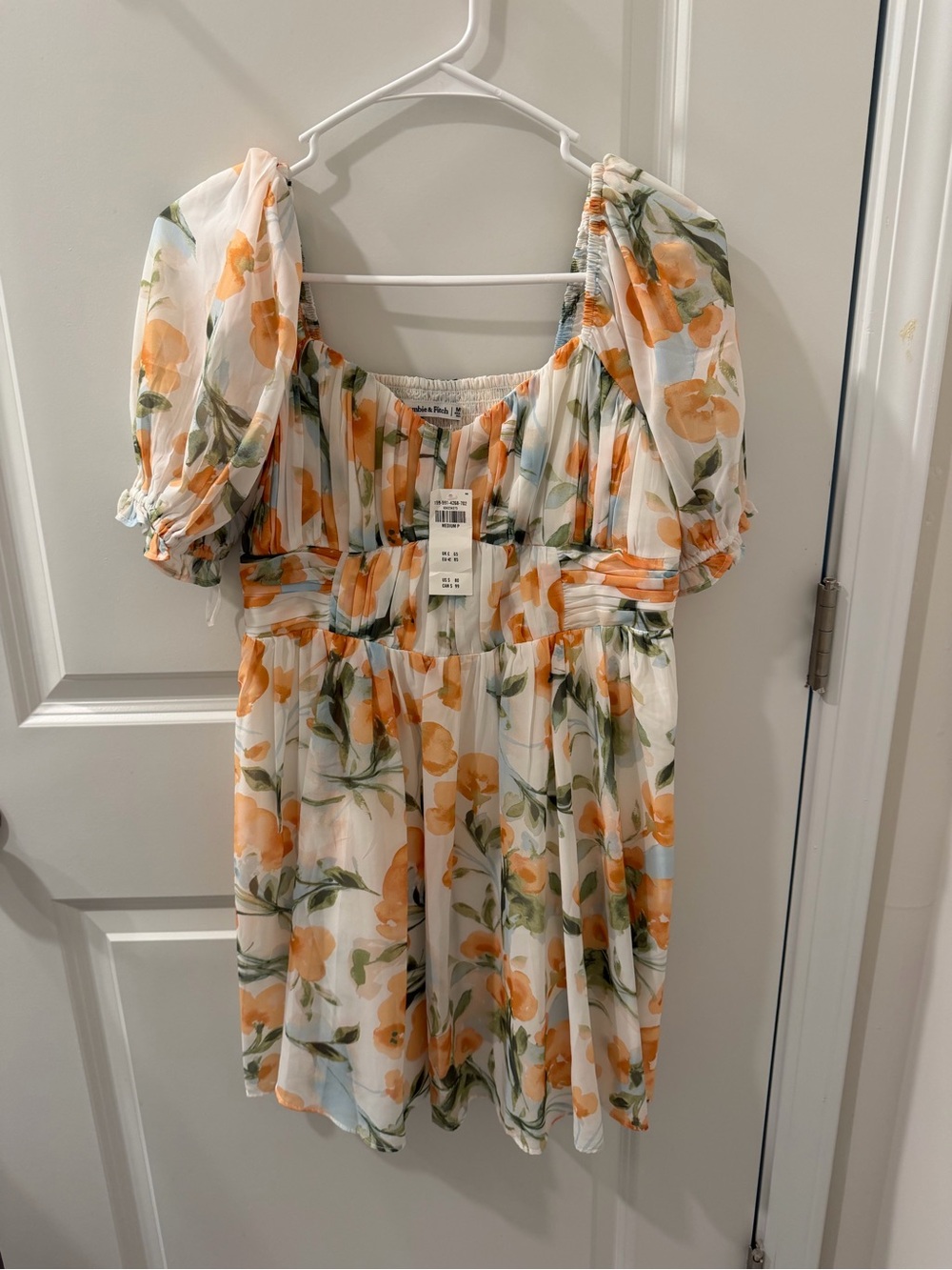 Abercrombie & Fitch Orange Floral Smocked Mini Dress